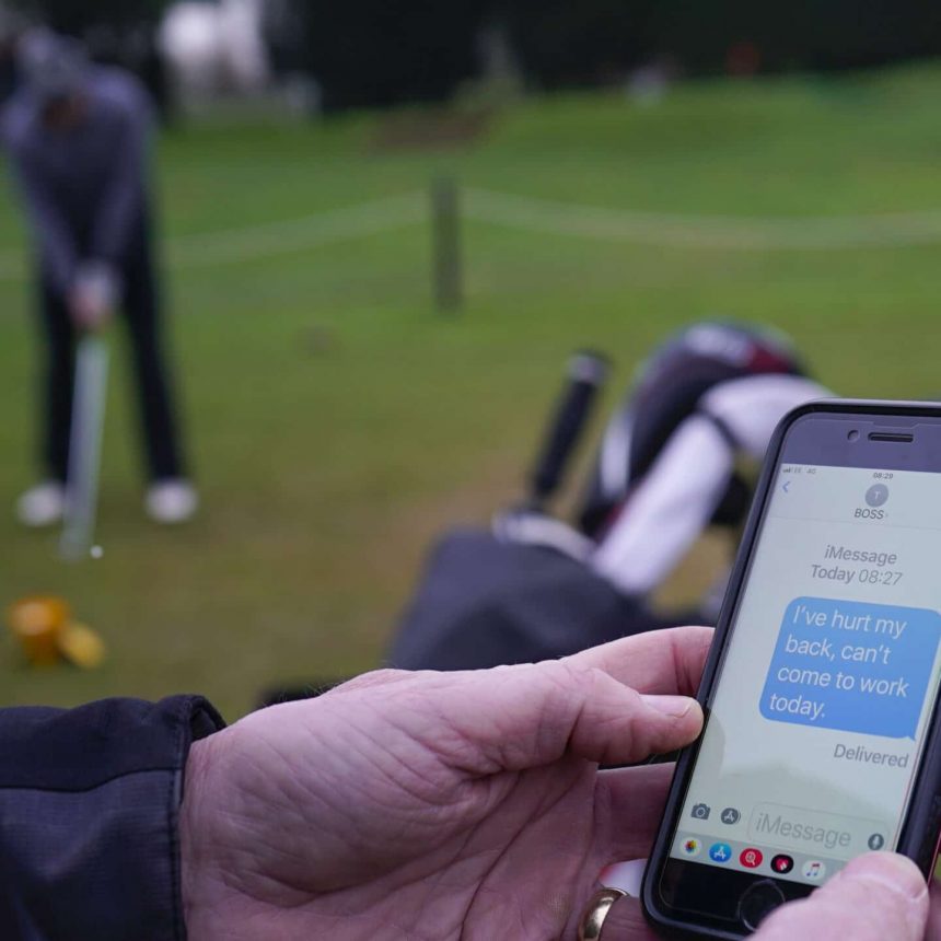 employee on golf course